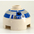 LEGO White Round Brick 2 x 2 Dome Top (Undetermined Stud - To be deleted) with Silver and Blue Pattern (R2-D2) (83715)