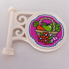 LEGO White Round Sign 1 x 5 x 3 with Basket and Flowers on Both Sides Sticker (13459)