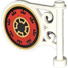 LEGO White Round Sign 1 x 5 x 3 with Black,red, Gold decoration Left Side  Sticker (13459)