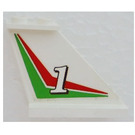 LEGO White Rudder 1 x 3 x 4 with "1" with Red and Green Lines (Right) Sticker (2340)