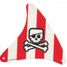 LEGO White Sail 21 x 22 Triangular with Red Stripes and Skull with Eye Patch and Crossbones
