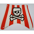 LEGO White Sail 22 x 27 Top with Red Stripes, Skull with Eye Patch and Crossbones