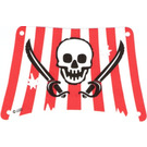 LEGO White Sail with Red Stripes, Skull and 2 Cutlasses