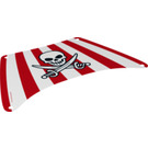 LEGO White Sail with Skull with Crossed Cutlasses and Red Stripes (220 x 140 mm) (19941)