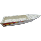 LEGO White Ship Hull 8 x 28 x 3 with White Top with '4643' and Stripes Sticker (92710)