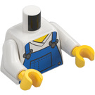 LEGO hvid Skjorte med Blå Overalls Bib Torso (973 / 76382)