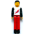 LEGO Weiß Shirt mit rot Triangle und Blau TECHNIC Logo mit rot Beine und Schwarz Waffen Technische Abbildung