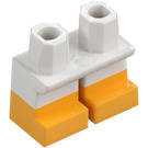 LEGO White Short Legs with Bright Light Orange Feet (37679 / 41879)