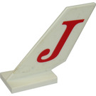LEGO Weiß Pendeln Schwanz 2 x 6 x 4 mit rot "J" (Joker) Aufkleber (6239)