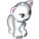 LEGO Blanc Sitting Chat avec Bleu Yeux et Collier (14080 / 24615)