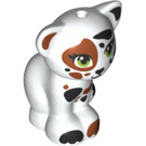 LEGO White Sitting Cat with Green Eyes and Brown and Black Patches (37068)