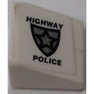LEGO Weiß Steigung 1 x 1 (31°) mit 'Highway Polizei' und Polizei Badge (Links) Aufkleber (35338)
