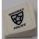 LEGO Weiß Steigung 1 x 1 (31°) mit 'HIGHWAY Polizei' und Polizei Badge (Recht) Aufkleber (35338)