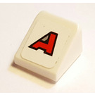 LEGO Wit Helling 1 x 1 (31°) met Rood 'een' Sticker (50746)