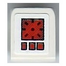 LEGO Wit Helling 1 x 1 (31°) met Rood en Zwart Screen en Buttons Sticker (50746)