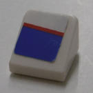 LEGO Weiß Steigung 1 x 1 (31°) mit rot Line, Blau Area (Links) Aufkleber (35338)