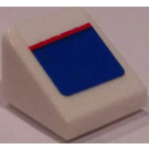 LEGO Weiß Steigung 1 x 1 (31°) mit rot Line, Blau Area (Recht) Aufkleber (50746)