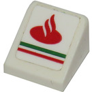 LEGO Weiß Steigung 1 x 1 (31°) mit rot Santander Logo mit Green und rot Lines Aufkleber (35338)