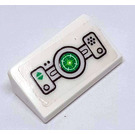 LEGO Wit Helling 1 x 2 (31°) met Zwart en Green Control Paneel Patroon Sticker (85984)