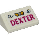 LEGO White Slope 1 x 2 (31°) with 'DEXTER' Sticker (85984)