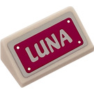 LEGO Weiß Steigung 1 x 2 (31°) mit Luna Sign Aufkleber (85984)