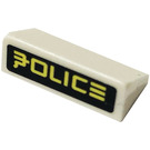 LEGO Weiß Steigung 1 x 2 (31°) mit 'Polizei' Aufkleber (85984)