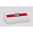 LEGO blanc Pente 1 x 2 (31°) avec Espacer logo Classic et rouge Stripe Autocollant (85984)