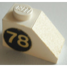 LEGO Wit Helling 1 x 2 (45°) met 78 Sticker (Rechtsaf) zonder Center Stud (3040)
