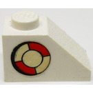 LEGO White Slope 1 x 2 (45°) with Life Ring Left Sticker without Centre Stud (3040 / 6270)