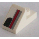 LEGO White Slope 1 x 2 (45°) with Plate with Dark Red, Black and Gray Pattern Sticker (15672)