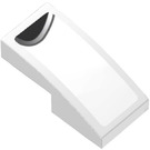 LEGO White Slope 1 x 2 Curved with Black End with Silver Stripe (Left) Sticker (3593)