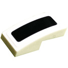LEGO White Slope 1 x 2 Curved with Black Rectangle with Rounded Corners Sticker (11477)