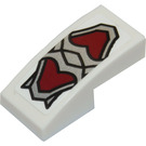 LEGO White Slope 1 x 2 Curved with Dark Red and Silver decoration Sticker (11477)