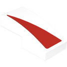 LEGO White Slope 1 x 2 Curved with Red Triangle Sticker (3593)