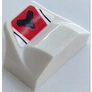LEGO White Slope 1 x 2 x 0.7 Curved with Fin with Red Stripe and Black V-shape Sticker (47458)