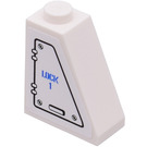 LEGO White Slope 1 x 2 x 2 (65°) with 'LOCK 1' & Hatch (Right) Sticker (60481)