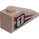 LEGO White Slope 1 x 3 (25°) with "1", Green/Red Stripes (Right) Sticker (4286)
