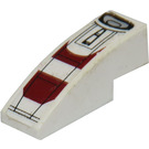 LEGO White Slope 1 x 3 Curved with black lines and dark red pattern Sticker (50950)