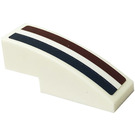 LEGO White Slope 1 x 3 Curved with Dark Red and Dark Blue Stripes (Left) Sticker (50950)