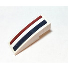 LEGO White Slope 1 x 3 Curved with Dark Red and Dark Blue Stripes (Right) Sticker (50950)