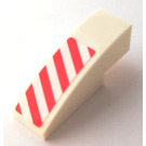LEGO Weiß Steigung 1 x 3 Gebogen mit Hazard Streifen (Recht) Aufkleber (50950)