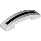 LEGO White Slope 1 x 4 Curved Double with Black line (93273)