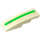 LEGO White Slope 1 x 4 Curved with Bright Green Line, Vents and 4 Bolts Sticker (11153)