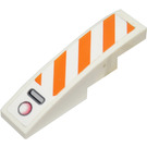 LEGO Weiß Steigung 1 x 4 Gebogen mit Orange und Weiß Danger Streifen Aufkleber (11153)
