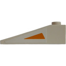 LEGO Weiß Steigung 1 x 4 x 1 (18°) mit Orange Triangle (Links) Aufkleber (60477)