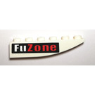 LEGO White Slope 1 x 6 Curved Inverted with FuZone Sticker (41763)