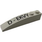 LEGO Wit Helling 1 x 6 Gebogen met 'D-EKVY' Rechtsaf Sticker (41762)