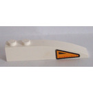 LEGO White Slope 1 x 6 Curved with Orange and Black Warning Triangle (Right) Sticker (35164)