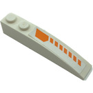 LEGO Wit Helling 1 x 6 Gebogen met Oranje Strepen (Rechtsaf) Sticker (41762)