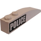 LEGO Wit Helling 1 x 6 Gebogen met Politie (Rechtsaf) Sticker (41762)